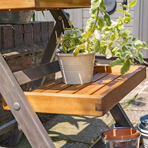 Rowlinson Alderley Small Wooden Plant Ladder Planter in Grey and Multicolour, W: 65 cm, D: 80.5 cm, H: 50 cm – 4