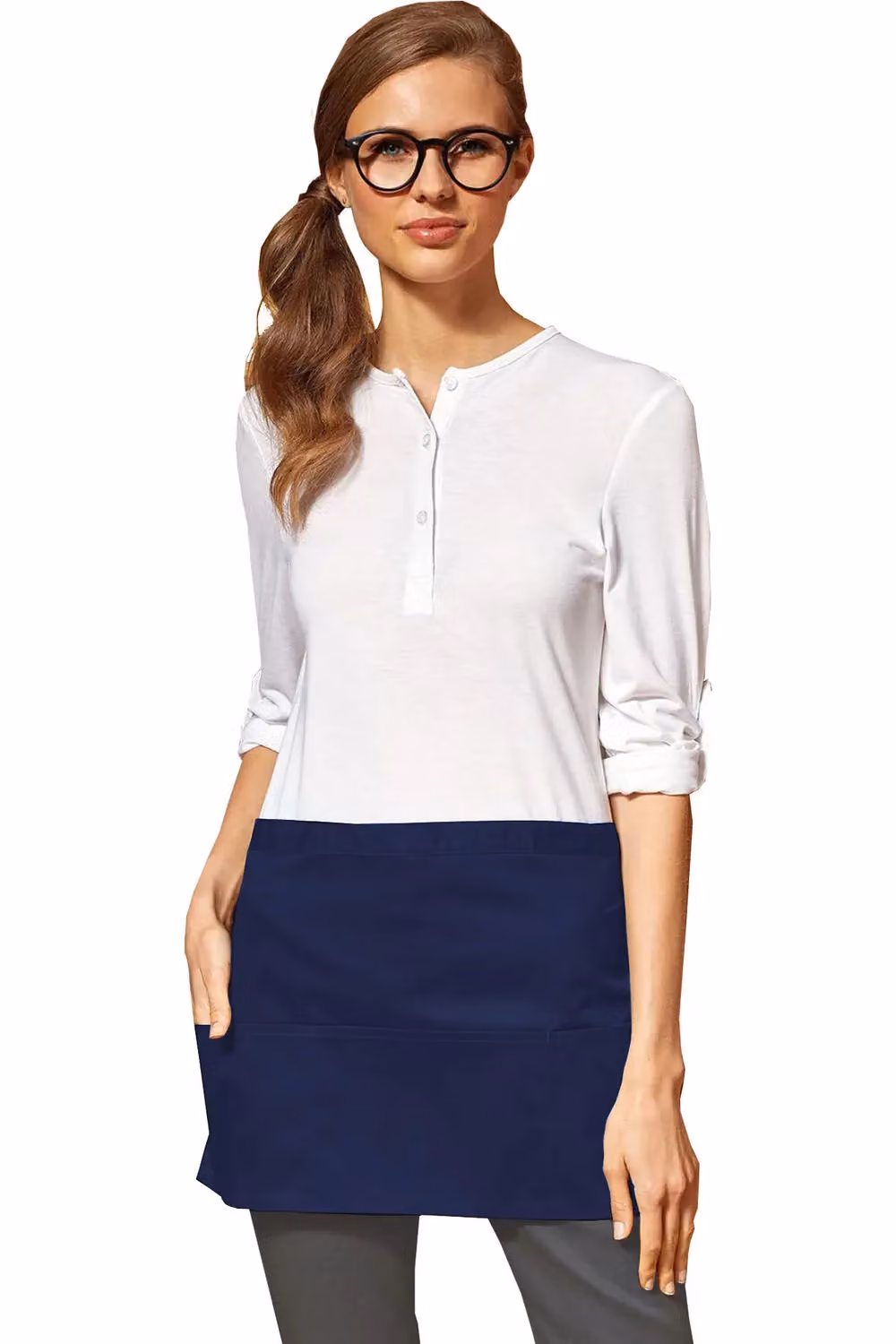 Premier Women's 3 Pocket Poly-Cotton Workwear Apron in Blue – 2