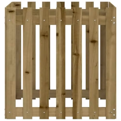 vidaXL Brown Impregnated Pine Wood Garden Planter with Fence Design, W/D/H: 70 x 70 x 70 cm – 5