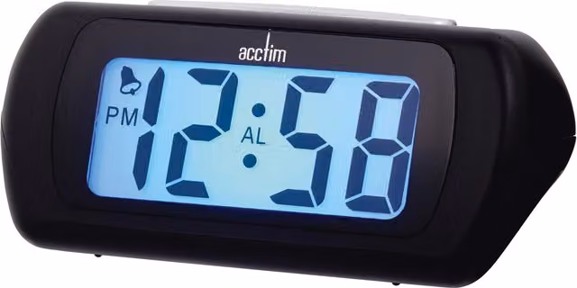 Auric Large LCD Display Alarm Clock in Black