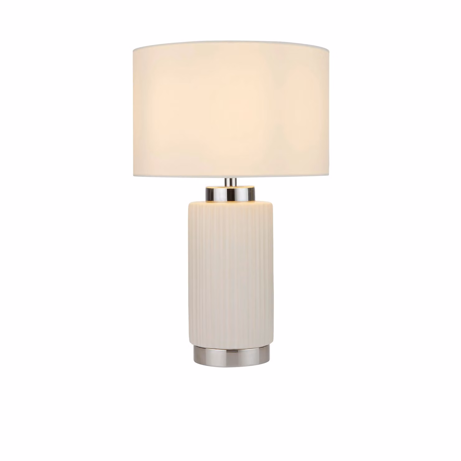 Lighting Collection Ceramic and Chrome Table Lamp in White – 2