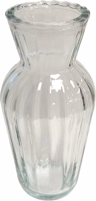 Kingsbury Gifts Ridged Handtied Glass Bud Vase, Clear, H: 15 cm