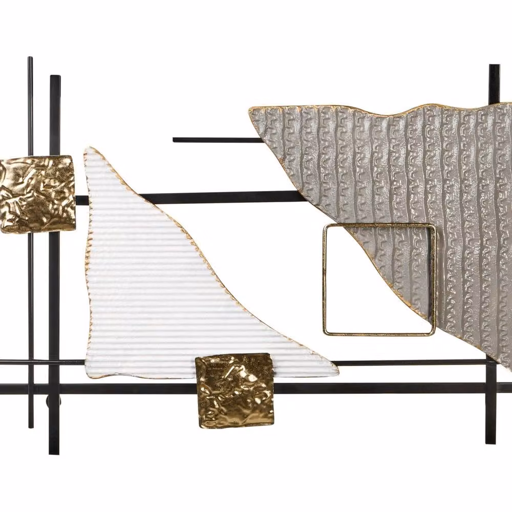 Wyld and Coco Geometric Abstract Metal Wall Art in Multicolour Gold Finish, W: 78 cm, H: 45 cm – 2