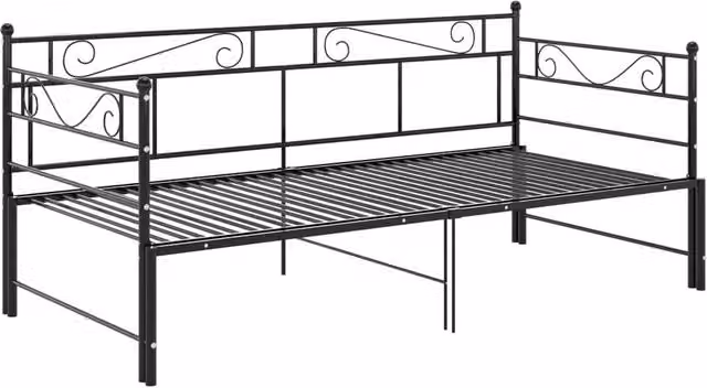 Berkfield Home Modern Pull-out Sofa Bed Frame in Black Metal, W/D/H: 90 x 200 x 89.5 cm – 1
