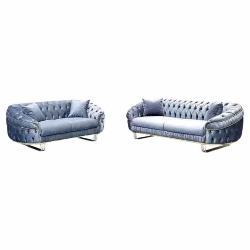 Sliding Wardrobes 4U Cammen 5 Piece Plush Velvet Chesterfield Sofa Set in Grey – 2