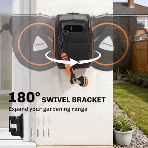 Outsunny Orange Wall Mounted Automatic Retractable Hose Reel – 5