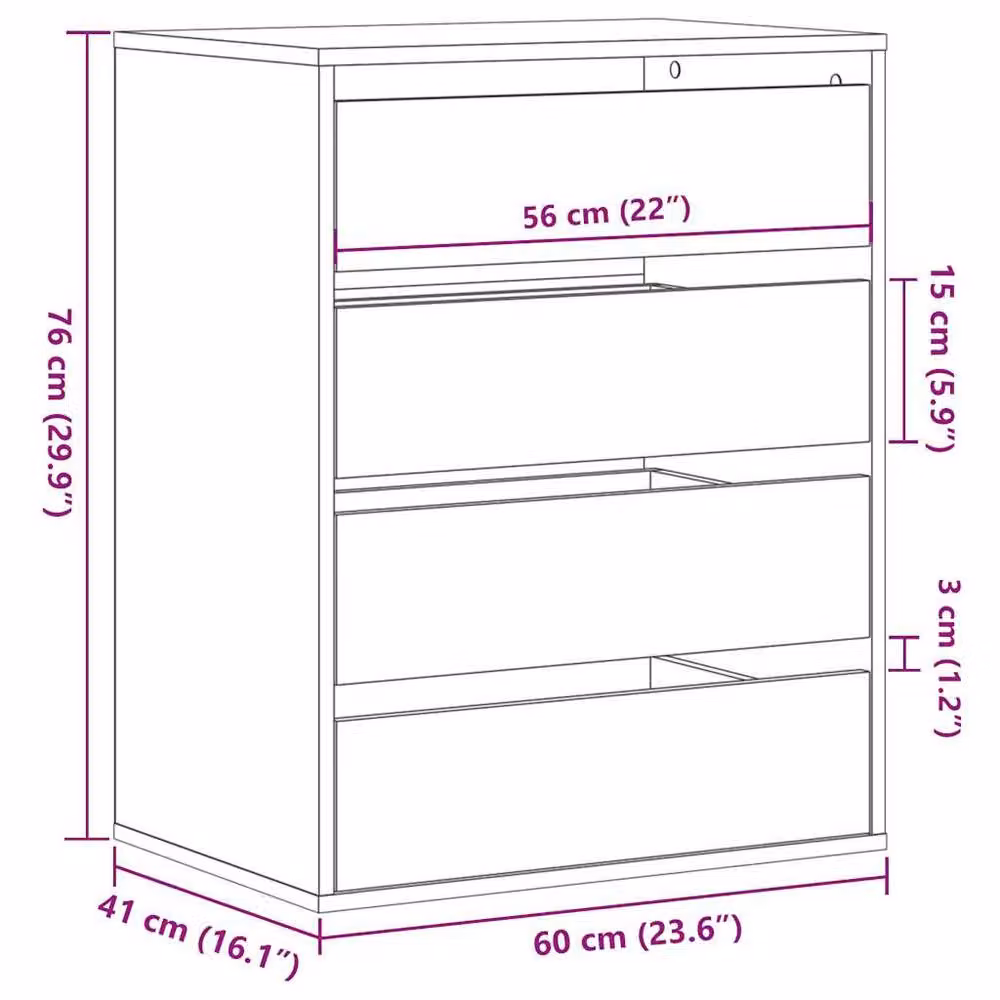 Berkfield Home Corner Chest of Drawers in Smoked Oak Brown, W/D/H: 60 x 41 x 76 cm – 6