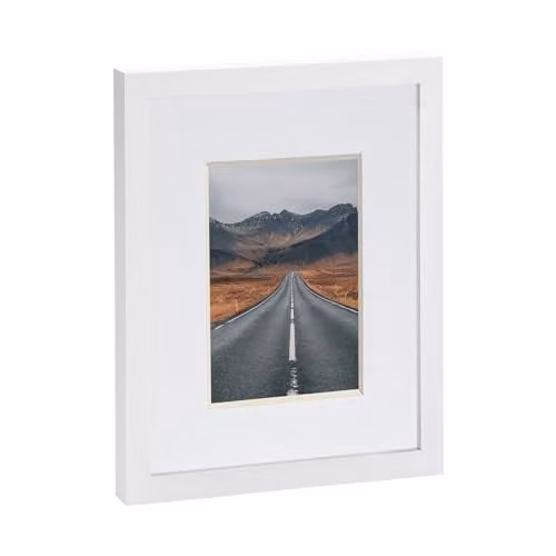 Nicola Spring Single Rectangular Photo Frame in White with Glass Aperture for Hanging