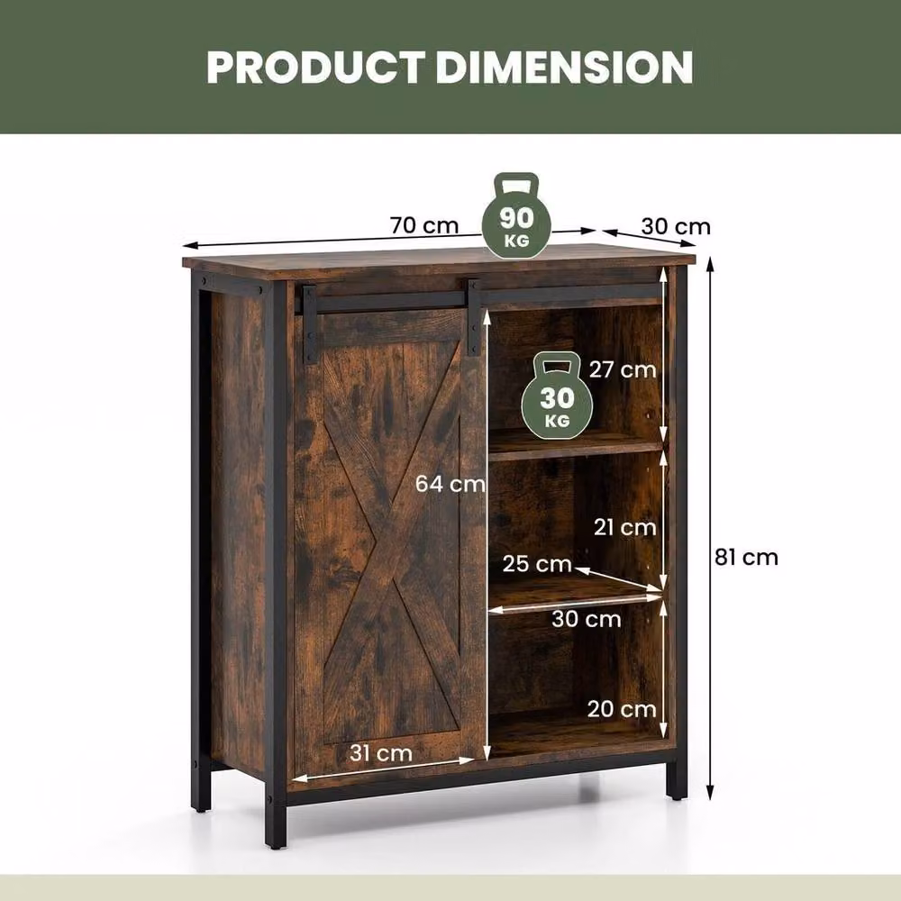 Havendro Rustic Wood Accent Storage Cabinet and Sideboard in Brown – 2