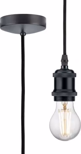 Netlighting Vintage E27 Suspended Pendant Set in Black and Grey, Height Adjustable, 1.8m