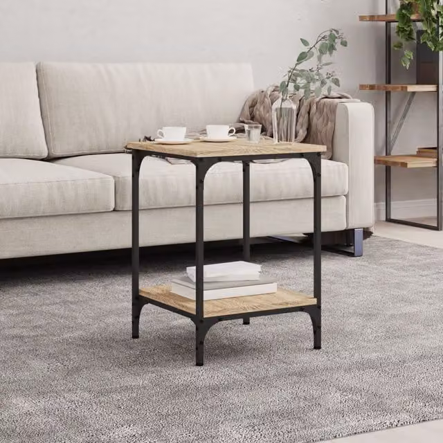 Berkfield Home Sonoma Oak Coffee Table in Brown, W/D/H: 40 x 40 x 55 cm