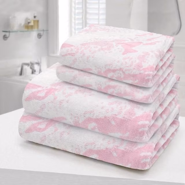 Velosso Pink Marble Printed 100% Cotton Graphic Towel