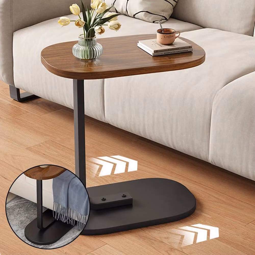 VOGREX Walnut Compact Sofa Side End Table and Coffee Laptop Table in Brown, W/D/H: 45 x 60 x 60 cm – 5