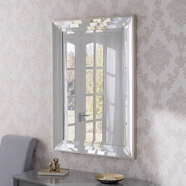 Yearn Triple Bevelled Rectangular Wall Mirror, Silver, W: 102 cm, H: 74 cm