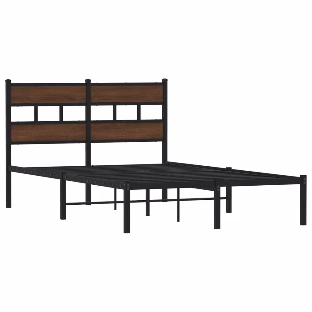 Berkfield Home Small Double Bed Frame with Headboard in Brown Oak, W/D/H: 120 x 200 cm – 3