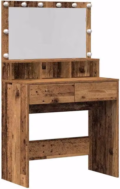 Berkfield Home Minimalist Dressing Table in Old Wood Brown and Multicolour Composite Wood