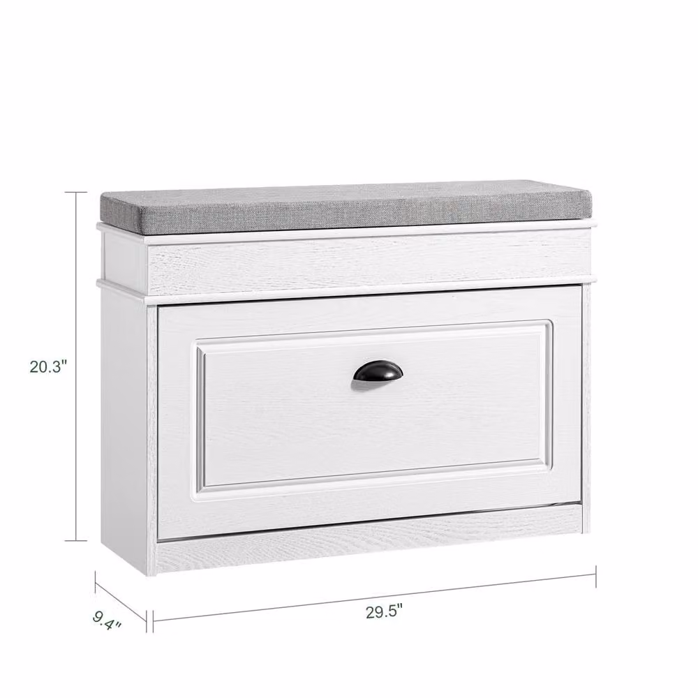 SoBuy Country House Style White Shoe Rack and Hallway Bench – 2