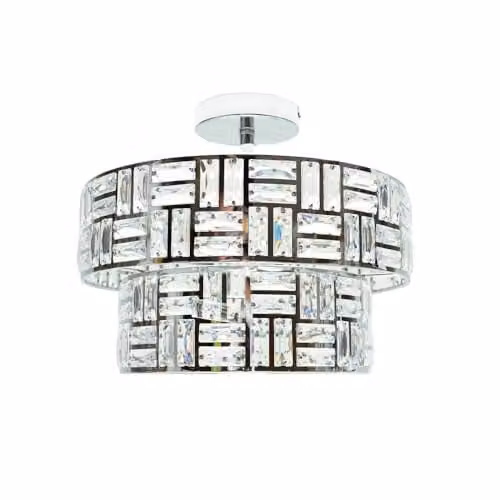 ValueLights Silver Chrome and Clear Acrylic Jewel Tiered Design Ceiling Light Fitting with Included LED Bulb