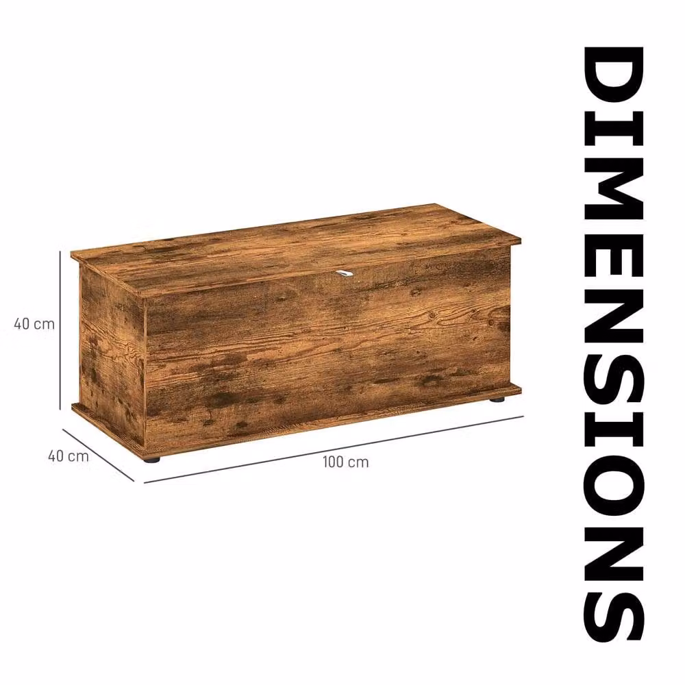Pirlo Plush Large Wooden Storage Chest in Rustic Brown, W/D/H: 180 x 40 x 40 cm – 4