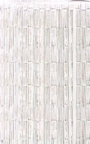 Netagon Shimmer Tinsel Curtain in Silver, W: 200 cm x H: 100 cm – 1