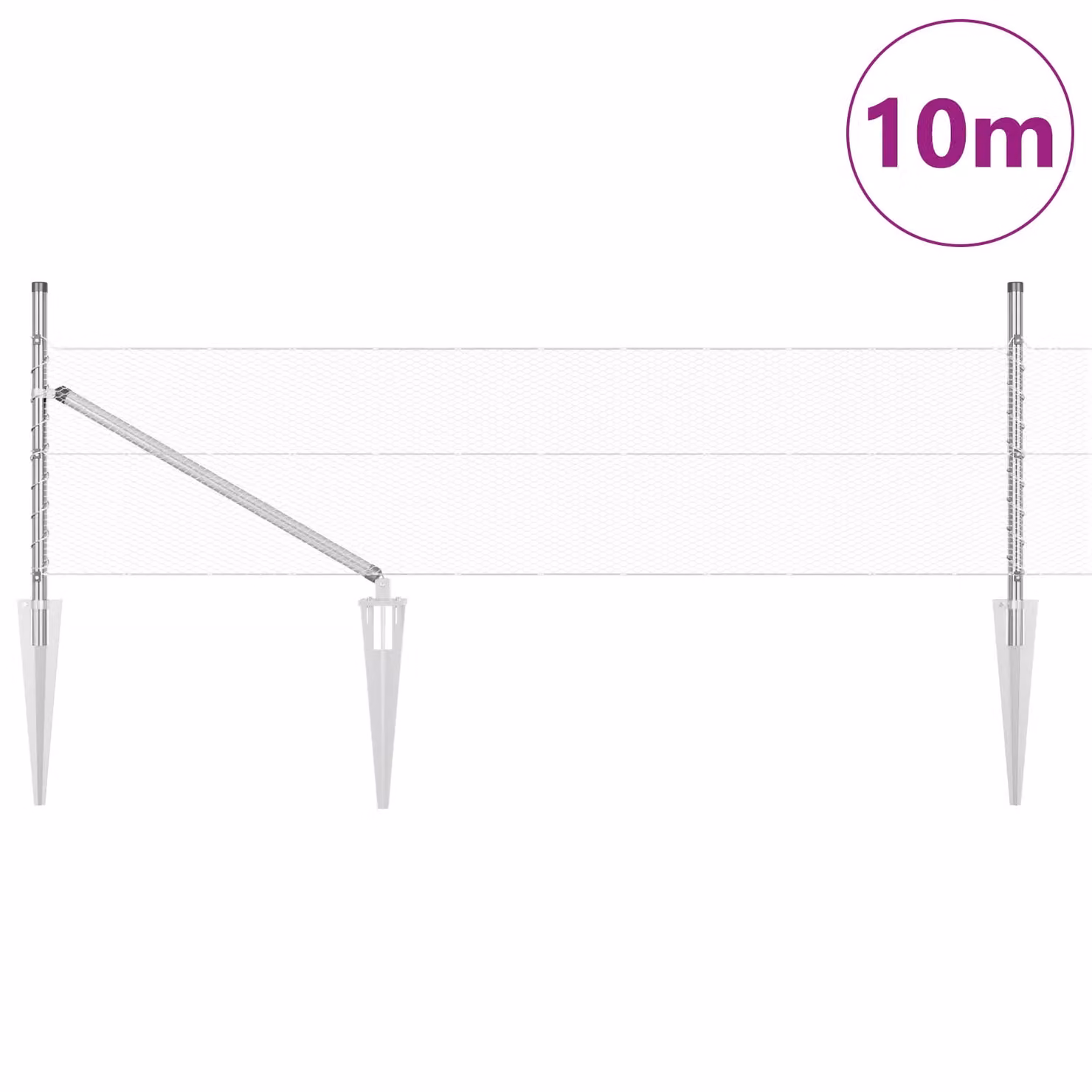 Berkfield Home Hexagon Fence in Silver Galvanised Steel, W: 0.4 m, L: 10 m – 2