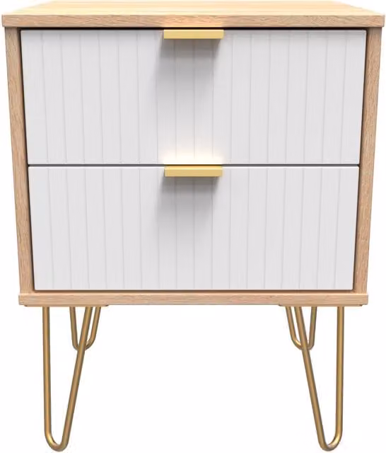 2 U Bexley 2 Drawer Bedside Cabinet in Natural and Gold – 1