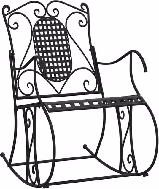 Berkfield Home Classic Rocking Bench in Black Matt Metal, Width: 84 cm – 1