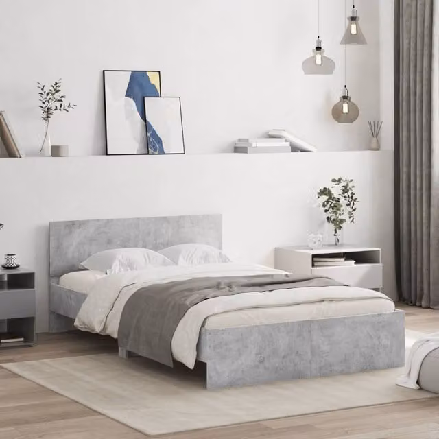Berkfield Home Small Double Bed Frame with Lift Up Base in Concrete Grey, W/D/H: 120 x 190 cm