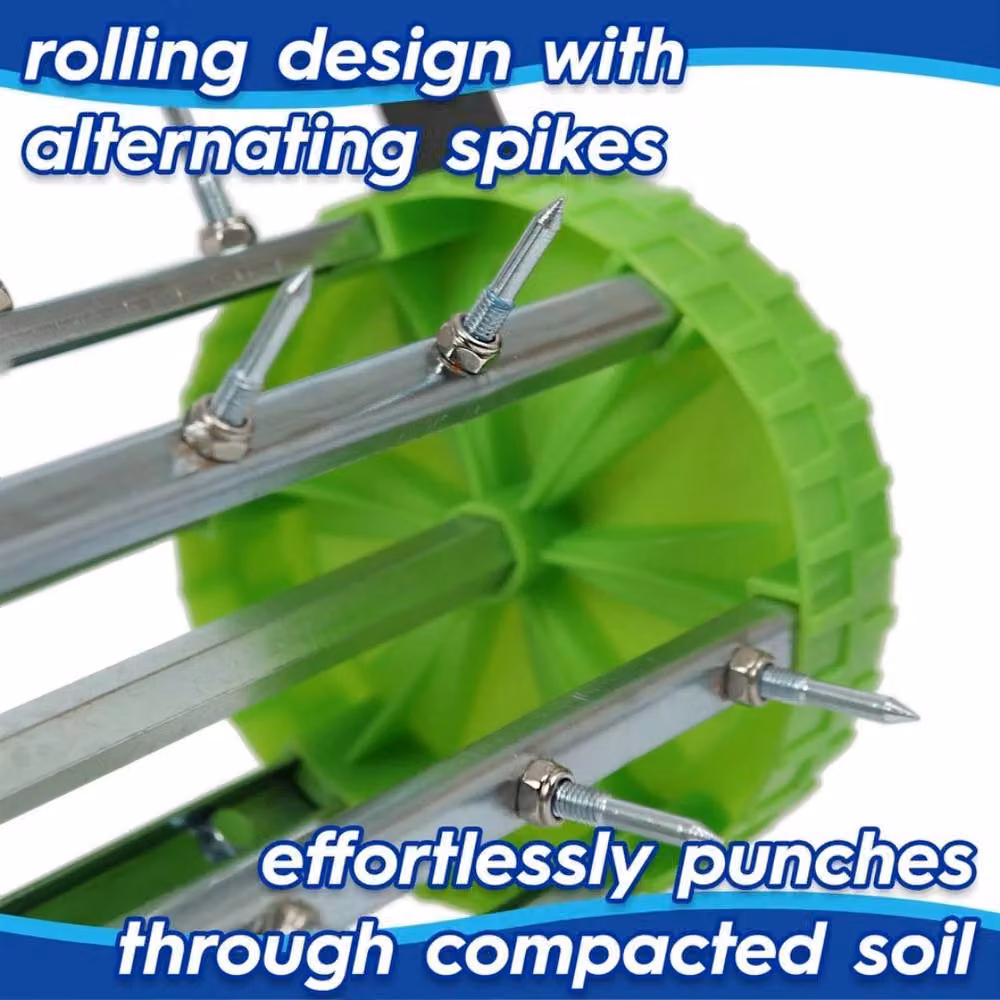 Havendro Metal Rolling Lawn Aerator Green Outdoor Grass and Soil Spike Tool – 2