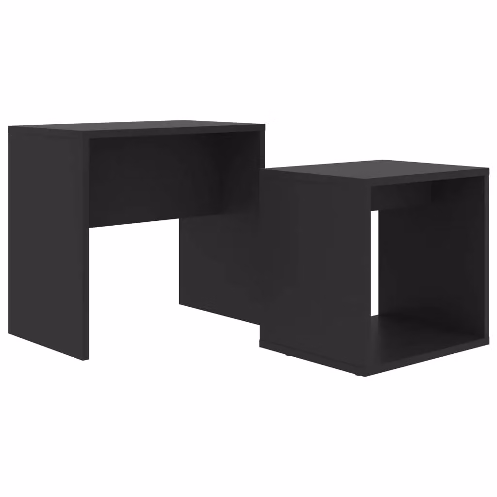 Berkfield Home Black Nested Coffee Table Set in Engineered Wood, W: 48 cm, D: 30 cm, H: 45 cm – 2