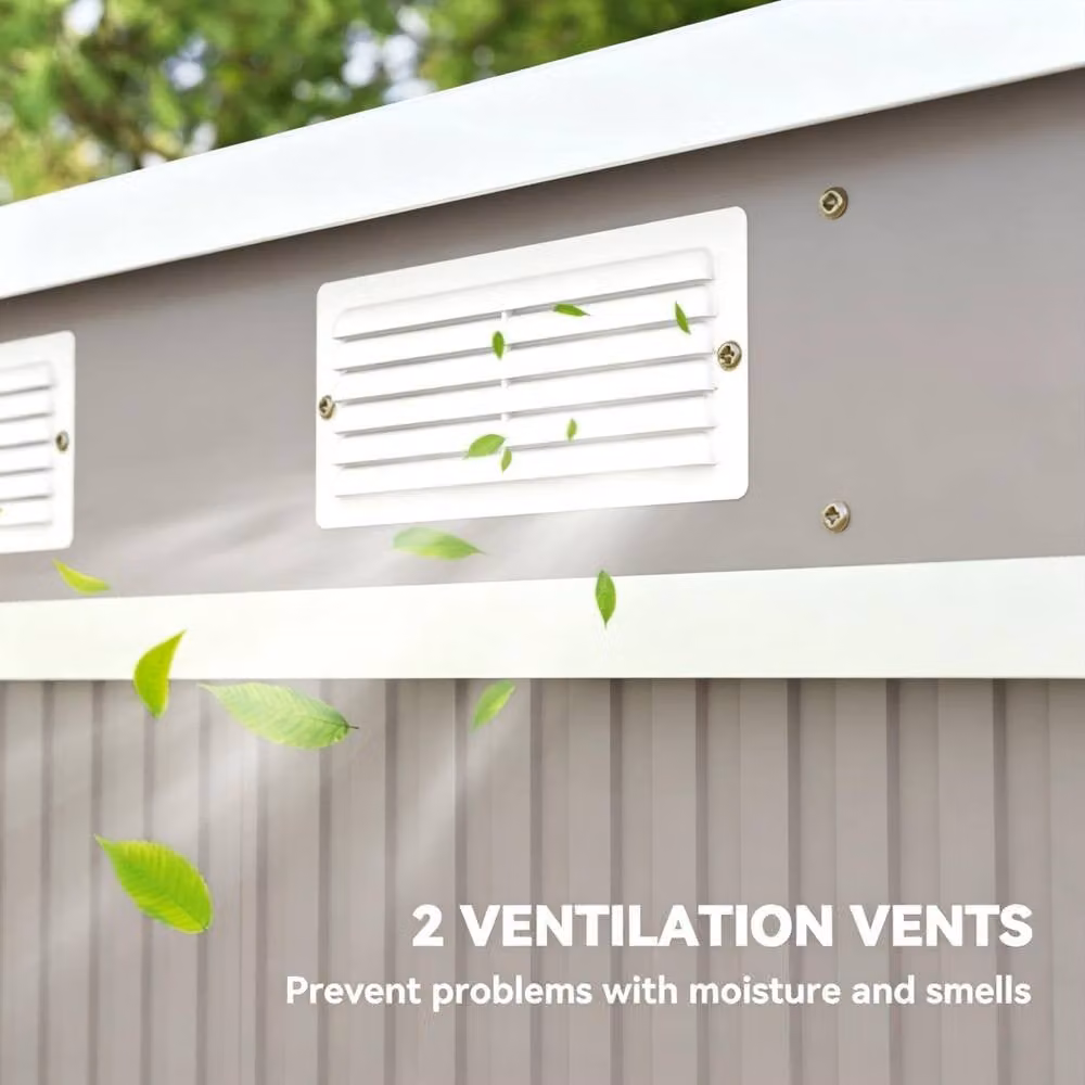 STILVORA Modern Steel Pent Garden Shed with Double Doors and Side Vents, Grey, W/D/H: 213.0 x 119.0 x 96.0 cm – 5