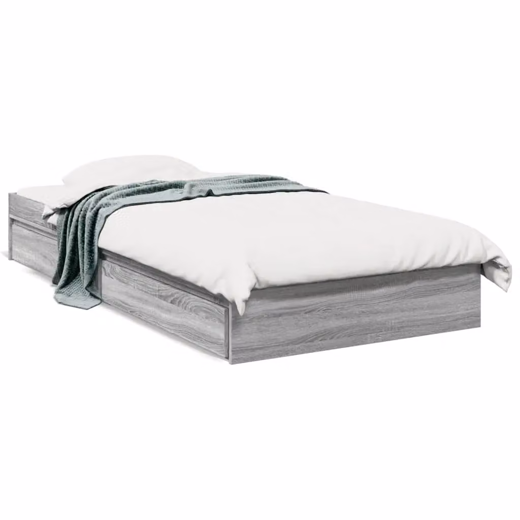 Berkfield Home Modern Bed Frame with Drawers in Grey Sonoma, W: 100 cm, L: 200 cm – 2