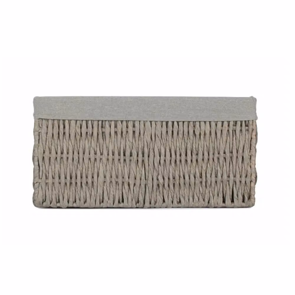 Red Hamper Grey Paper Rope Storage Basket with Grey Cotton Lining W: 34 cm, D: 24 cm, H: 34 cm – 2