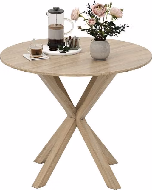 Costway Round Rubberwood Kitchen and Dining Table in Brown