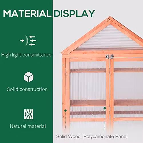 Outsunny Orange Polycarbonate Garden Cold Frame Greenhouse, H 138 x W 80 x D 47 cm – 3