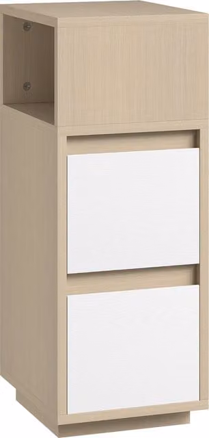 HOMCOM Slim Bedside Table with Open Shelf and 2 Drawers, Brown Wood Finish, W/D/H: 25 x 30 x 65 cm – 1