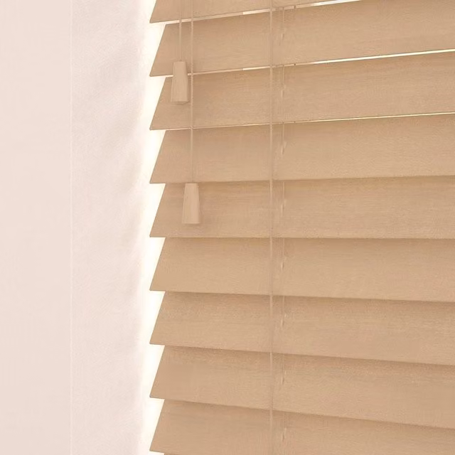 New Edge Blinds Wooden Venetian Blinds with Cords in Brown, W: 240 cm, H: 120 cm
