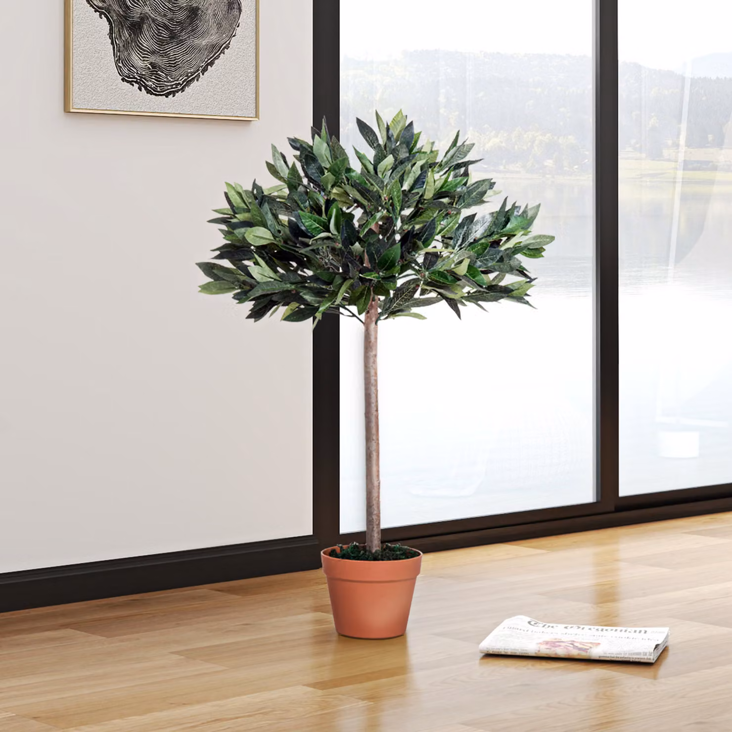 Outsunny Green and Black Tabletop Artificial Tree with Wood and Plastic Elements – 4