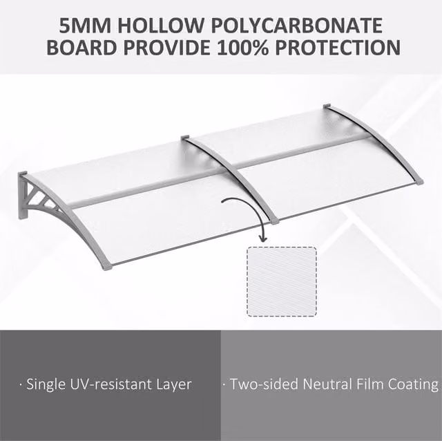 EONLION Transparent Polycarbonate Clear Door Canopy Awning, Width: 100 cm