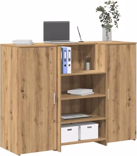 Berkfield Home Artisan Oak Reception Desk in Brown, W/D/H: 135 x 50 x 103.5 cm – 1