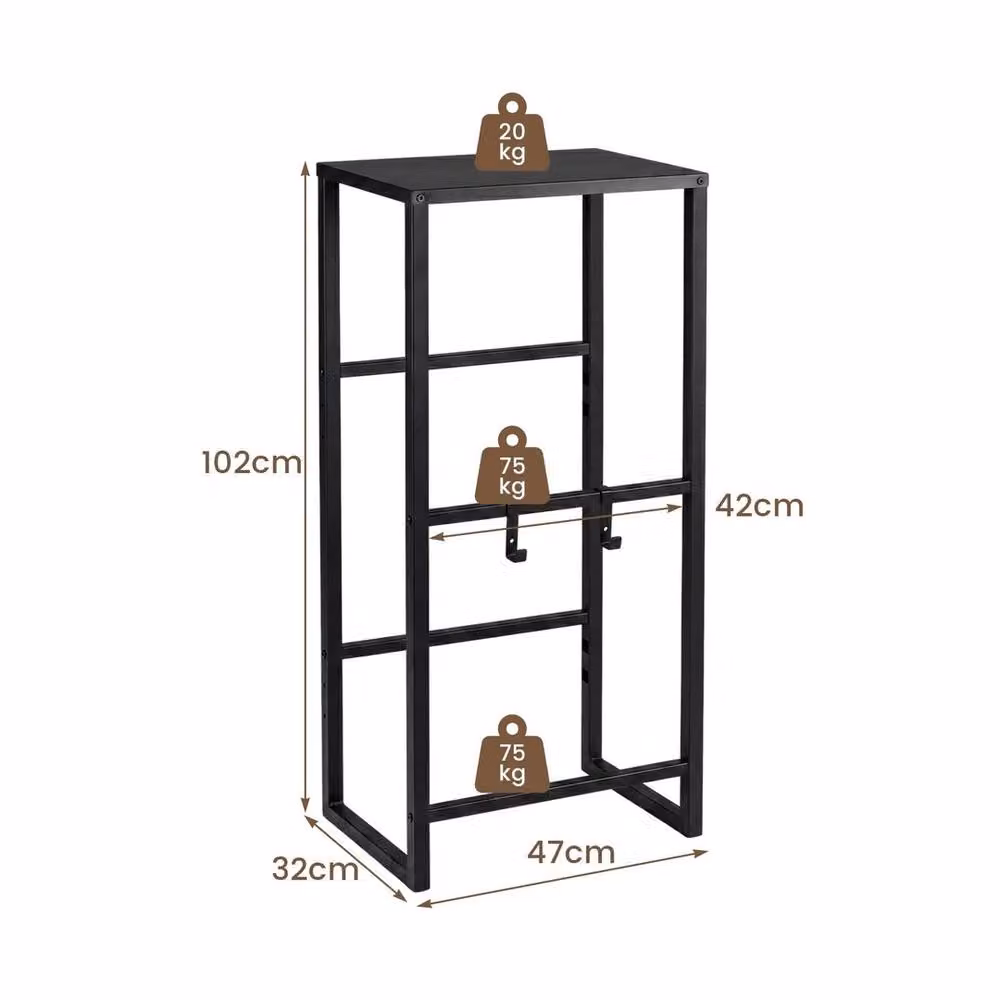 VOGREX Heavy Duty 3 Tier Metal Drink Storage Rack with Shelf, Black – 2