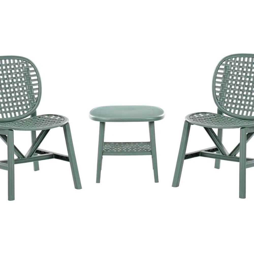 Wyld and Coco Green Bistro Set with Round Table and Low Chairs – 2