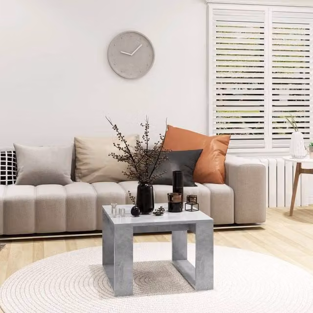 Berkfield Home Square Side Table in Grey Composite Wood, W/D/H: 50 x 50 x 35 cm