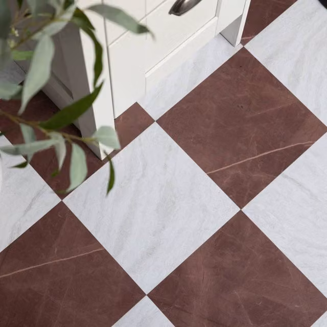 Floor Pops Bonneville Oxblood Self Adhesive Vinyl Floor Tiles, Pack of 10, Red and Multicolour, W/D/H: 30.48 x 30.48 x 30.48 cm