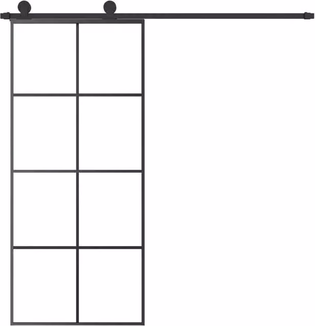 Berkfield Home Sliding Door with Hardware Set in Black, ESG Glass and Aluminium, W: 90 cm, H: 205 cm – 1