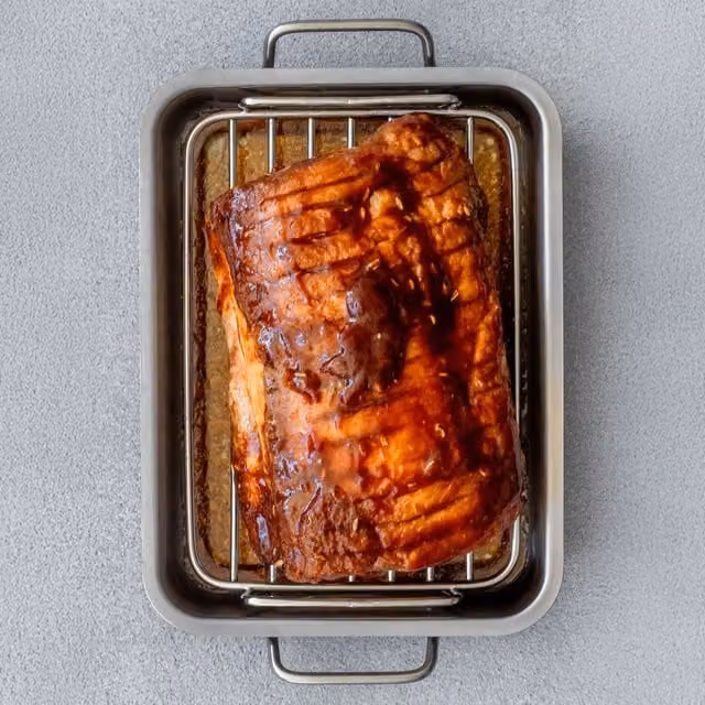 MasterClass Small Uncoated Rectangular Roasting Rack, Silver, W: 23.0 cm, D: 16.5 cm, H: 6.5 cm