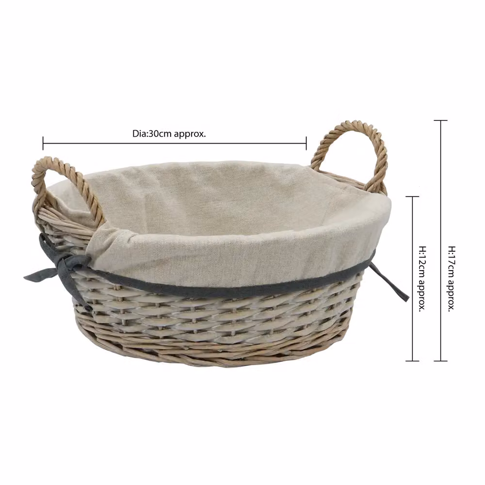 JVL Arianna Round Willow Open Weave Storage Basket, Grey – 4