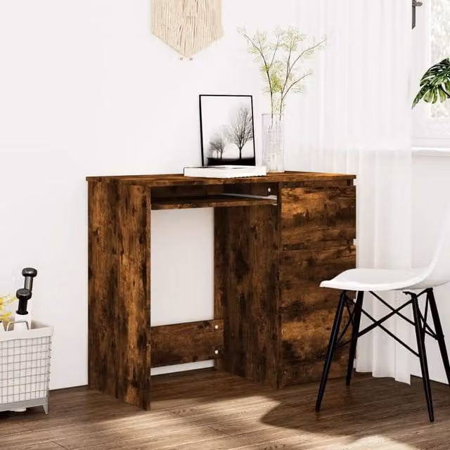Berkfield Modern Writing Desk in Smoked Oak Brown, W/D/H: 90 x 45 x 76 cm – 1