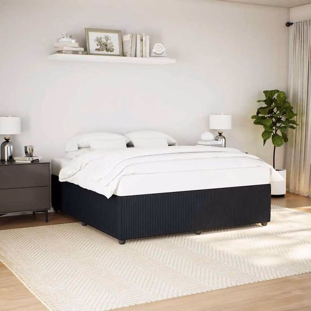 Berkfield Home Super King Upholstered Velvet Bed Frame in Black, 200 x 200 cm – 2