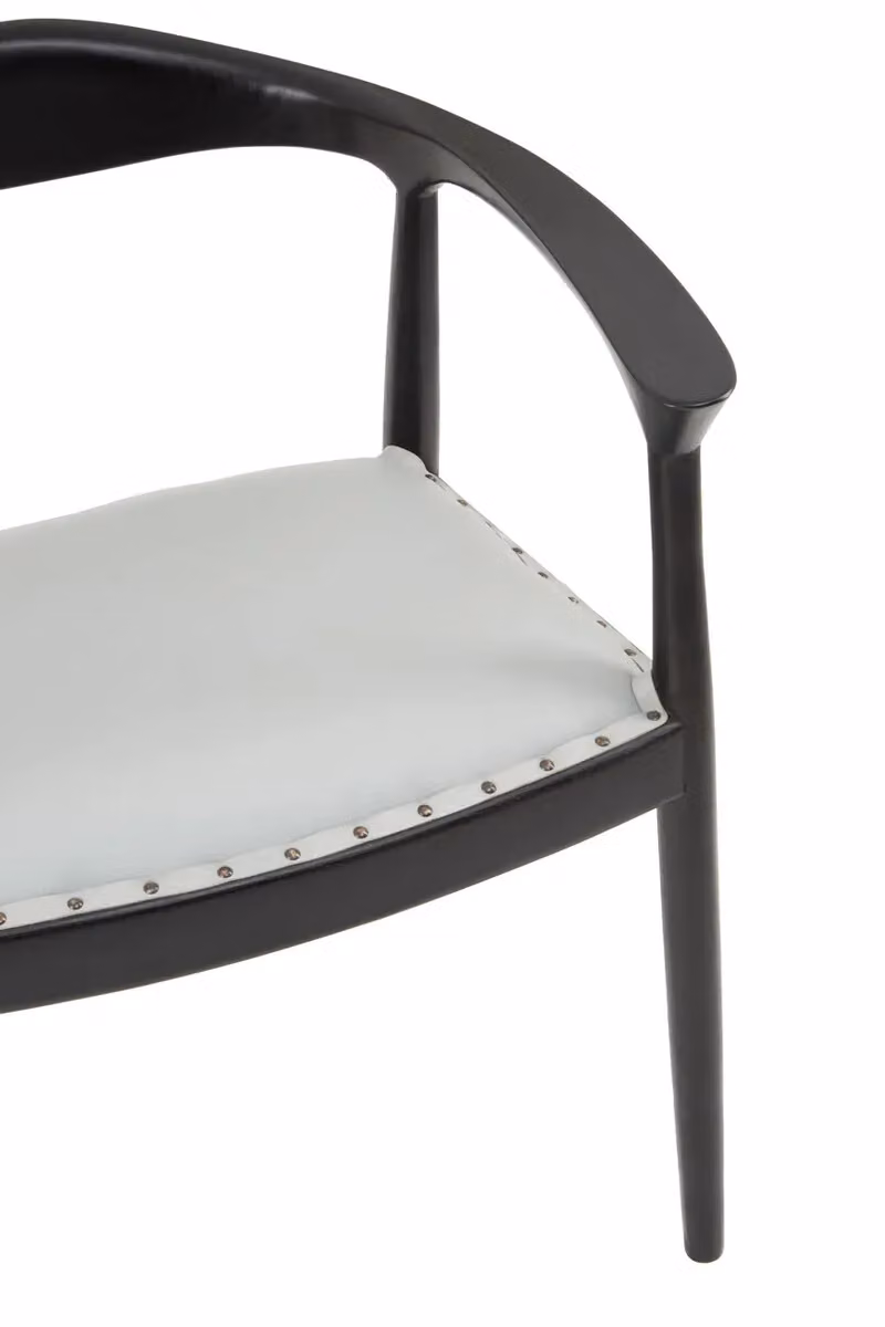 Orsina Kendari Open Back Grey Leather Dining Chair with Teak Wood Frame – 5